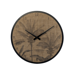 Horloge murale en jute imprimée motifs tropicaux D35
