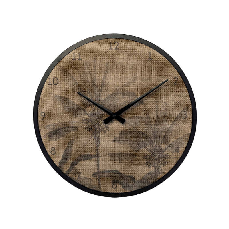 Horloge murale en jute imprimée motifs tropicaux D35