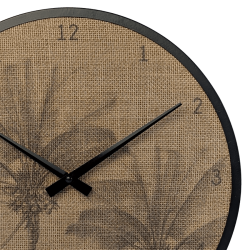 Horloge murale en jute imprimée motifs tropicaux D35