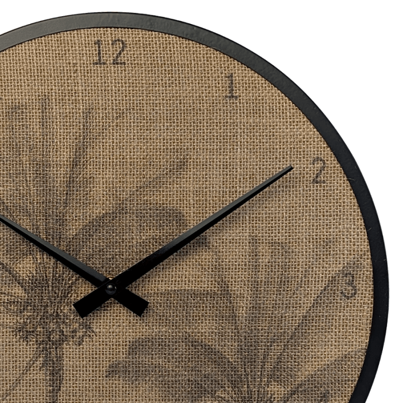 Horloge murale en jute imprimée motifs tropicaux D35