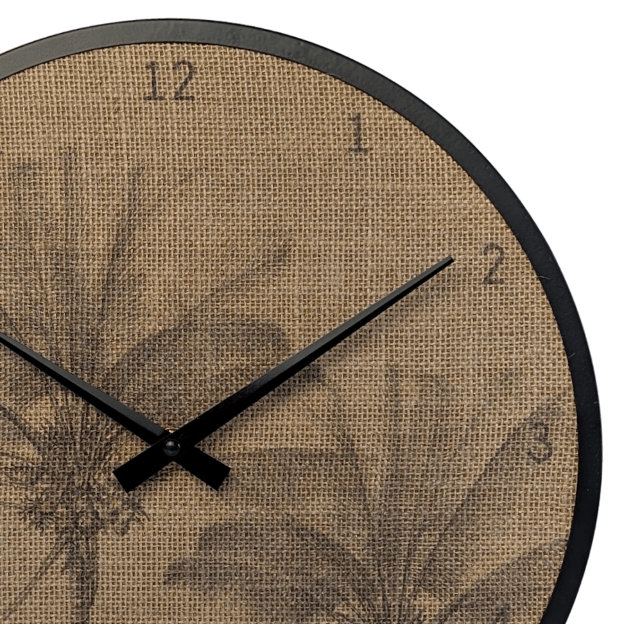 Horloge murale en jute imprimée motifs tropicaux D35