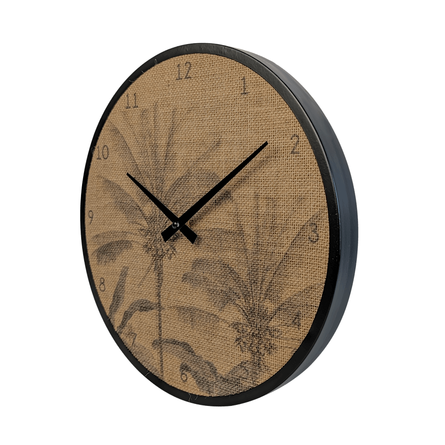 Horloge murale en jute imprimée motifs tropicaux D35
