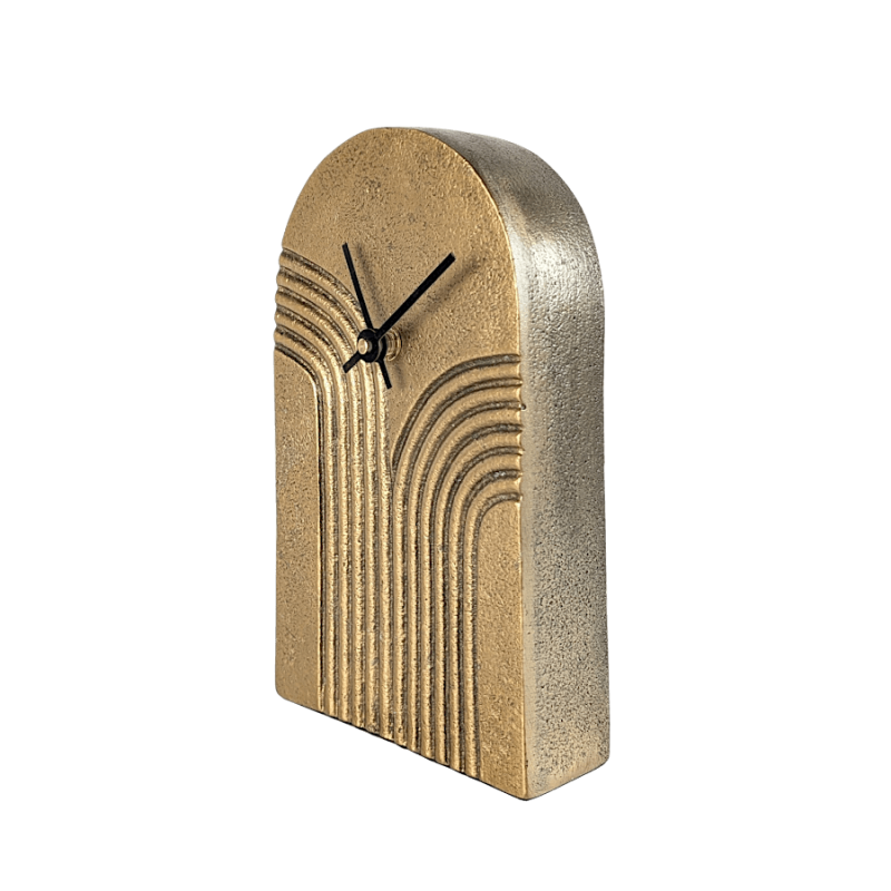 Horloge à poser en métal doré patiné H20 cm