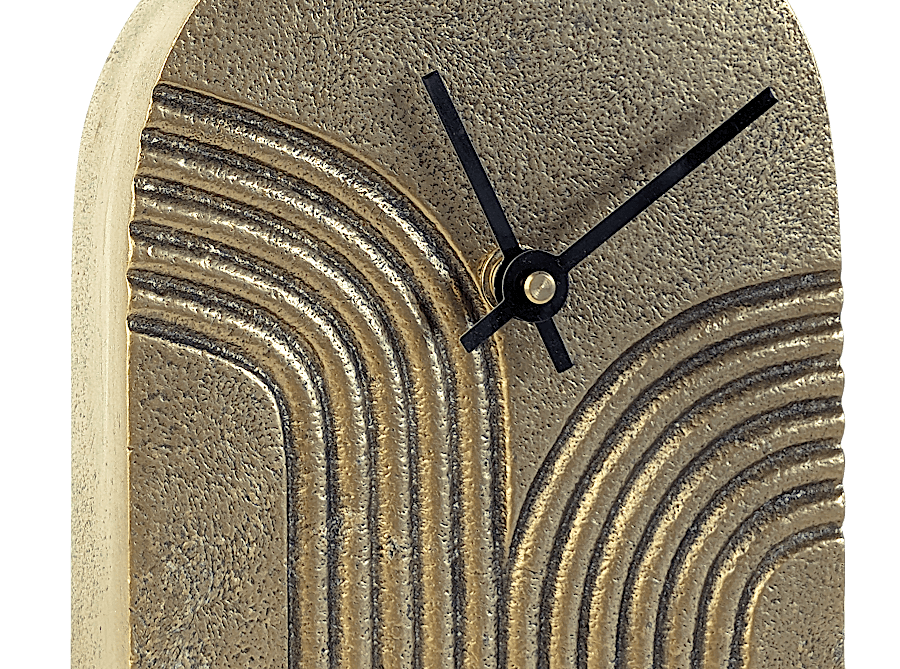 Horloge à poser en métal doré patiné H20 cm