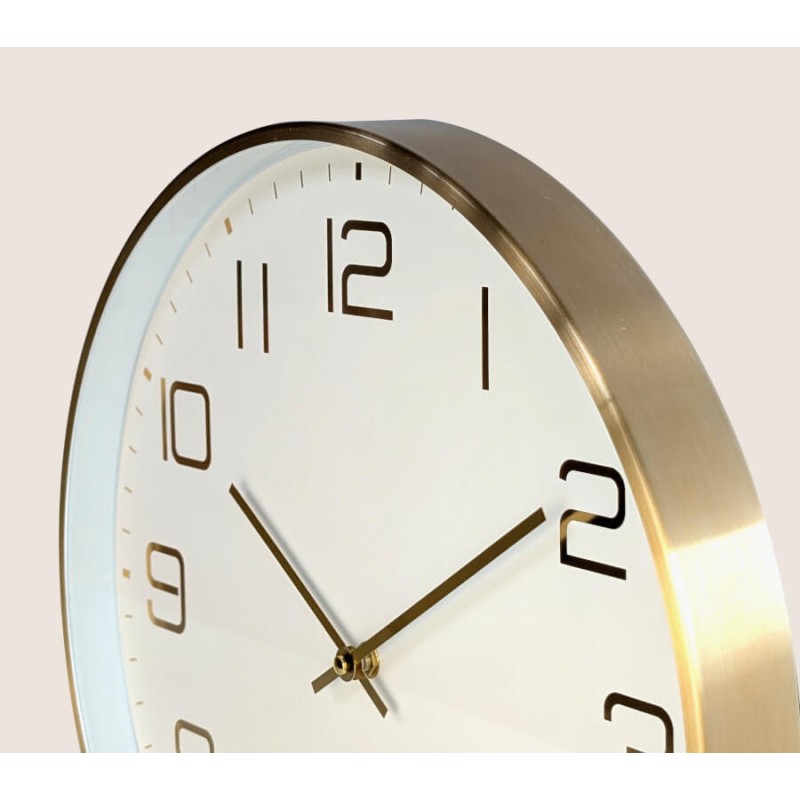 Horloge murale cadran blanc et doré D40 cm
