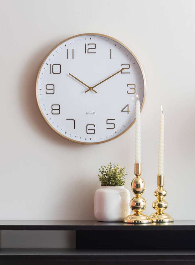 Horloge murale cadran blanc et doré D40 cm