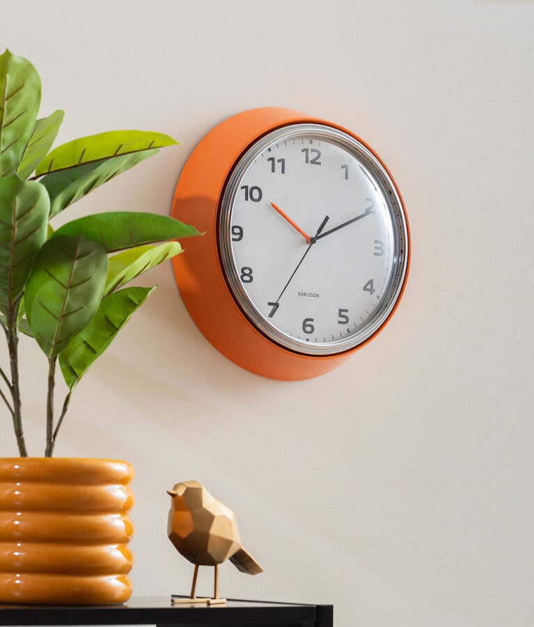 Horloge murale D34 cm - Orange Peps