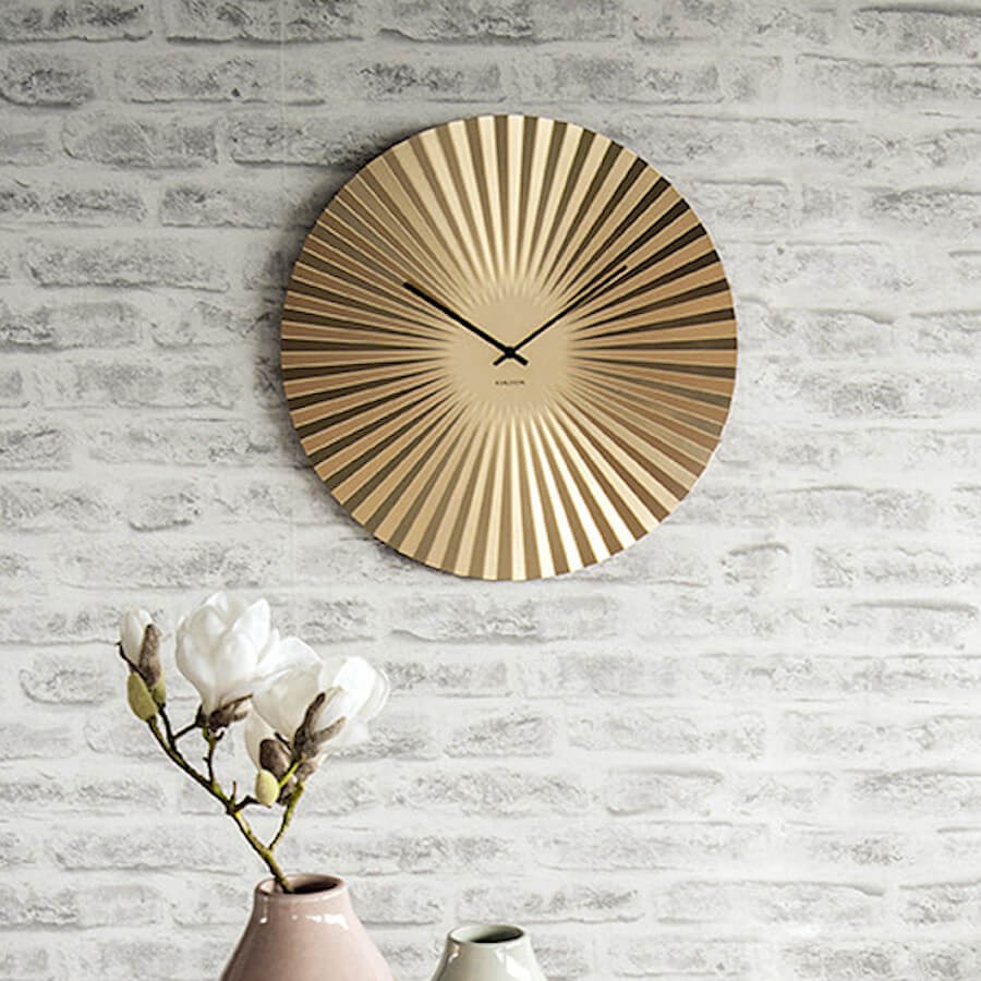 Horloge murale dorée D50 cm - La Rayonnante