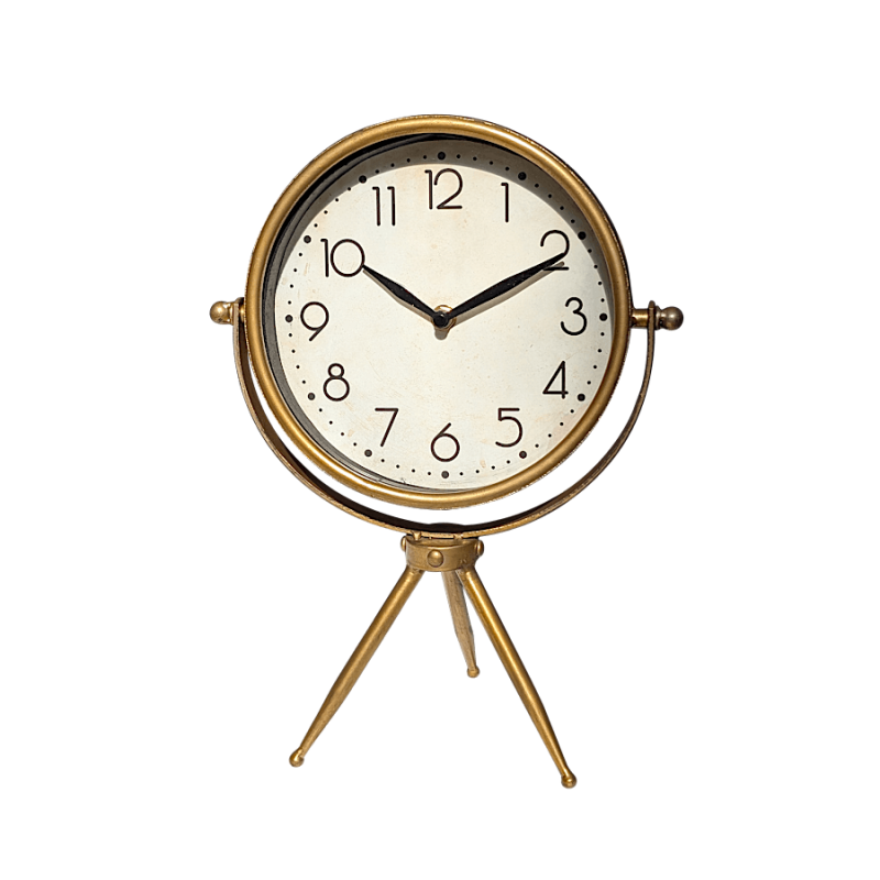 Horloge dorée sur trépied H34,5 cm - Lapérouse