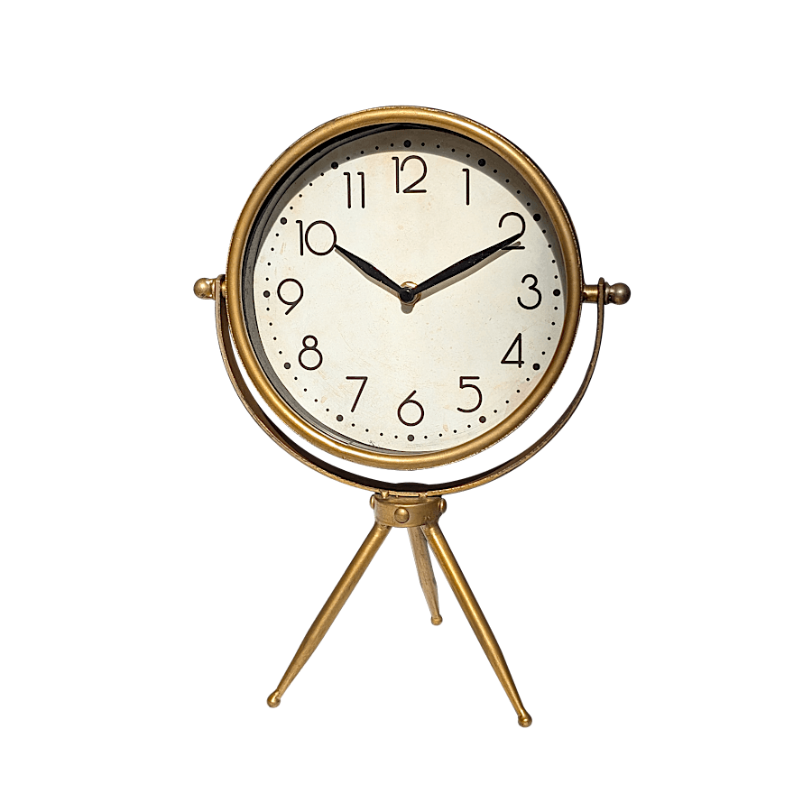 Horloge dorée sur trépied H34,5 cm - Lapérouse