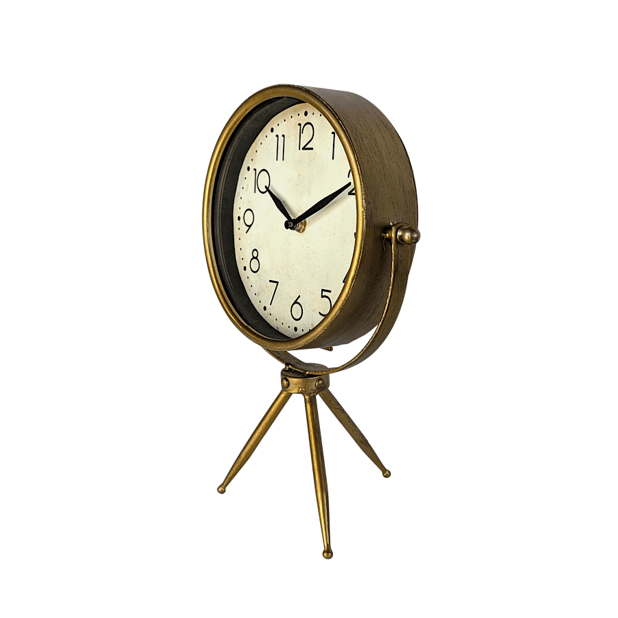 Horloge dorée sur trépied H34,5 cm - Lapérouse