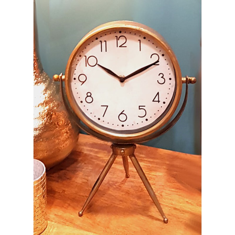 Horloge dorée sur trépied H34,5 cm - Lapérouse