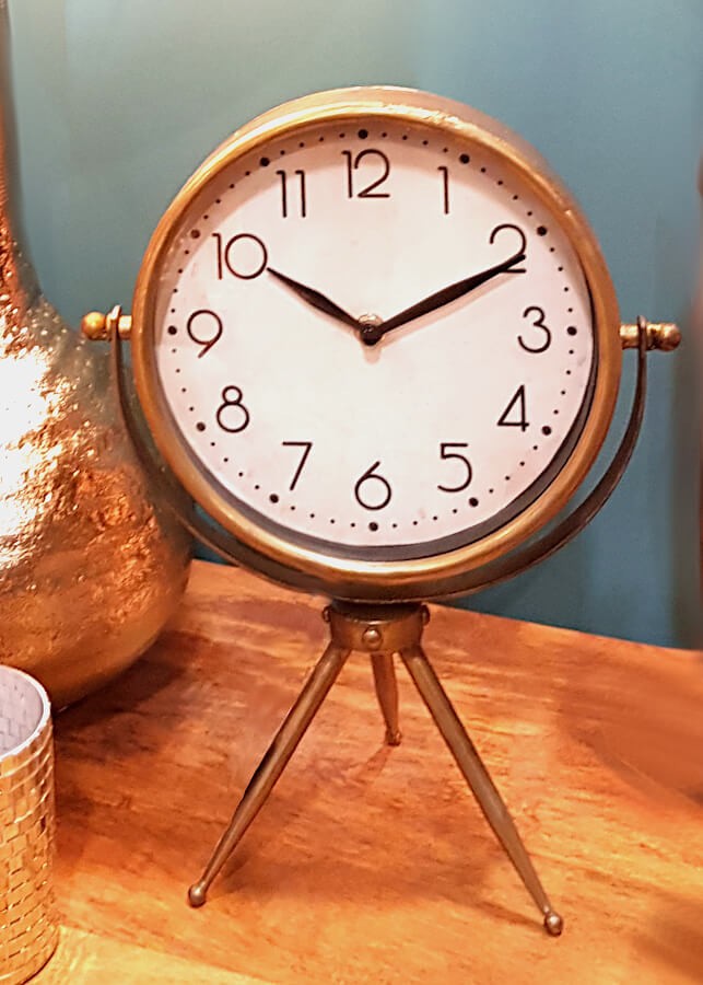 Horloge dorée sur trépied H34,5 cm - Lapérouse