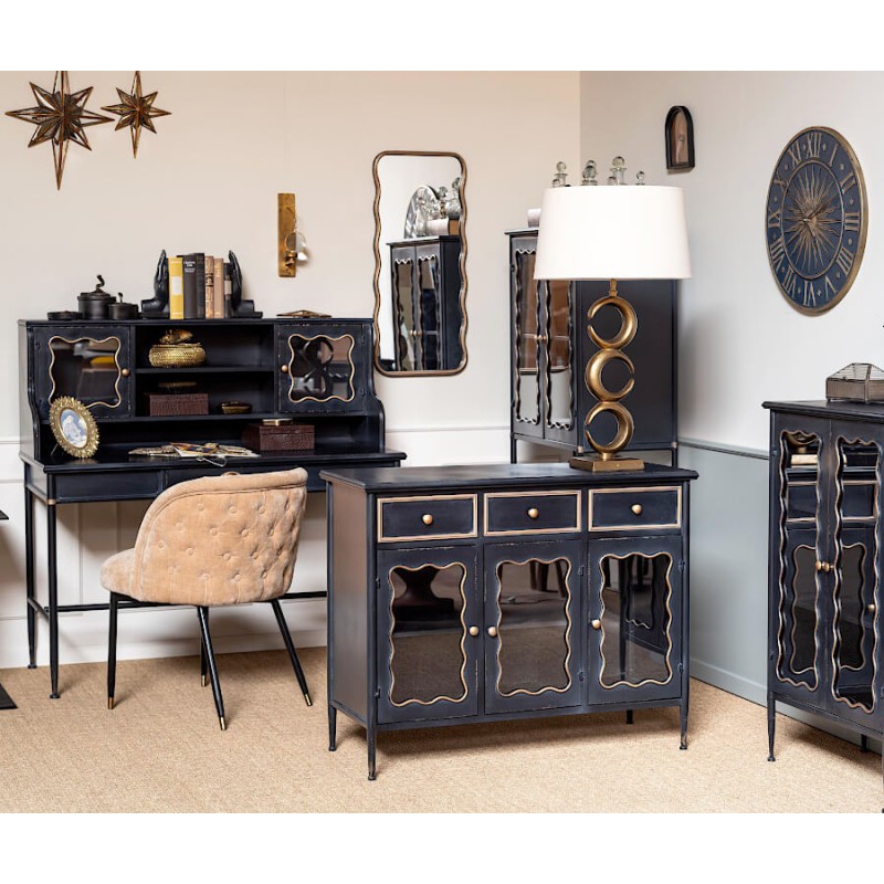 Horloge murale en métal Soleil bleu D55 cm