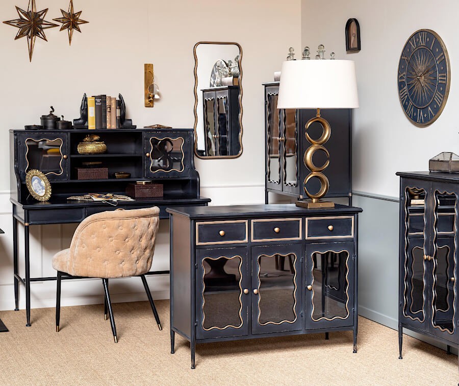 Horloge murale en métal Soleil bleu D55 cm