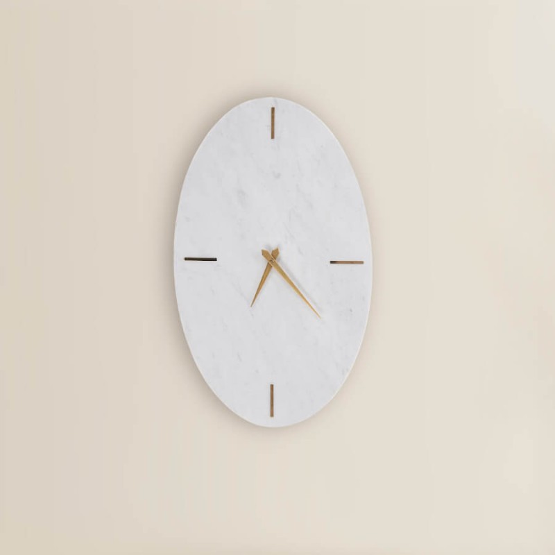 Horloge murale ovale en marbre H52 cm