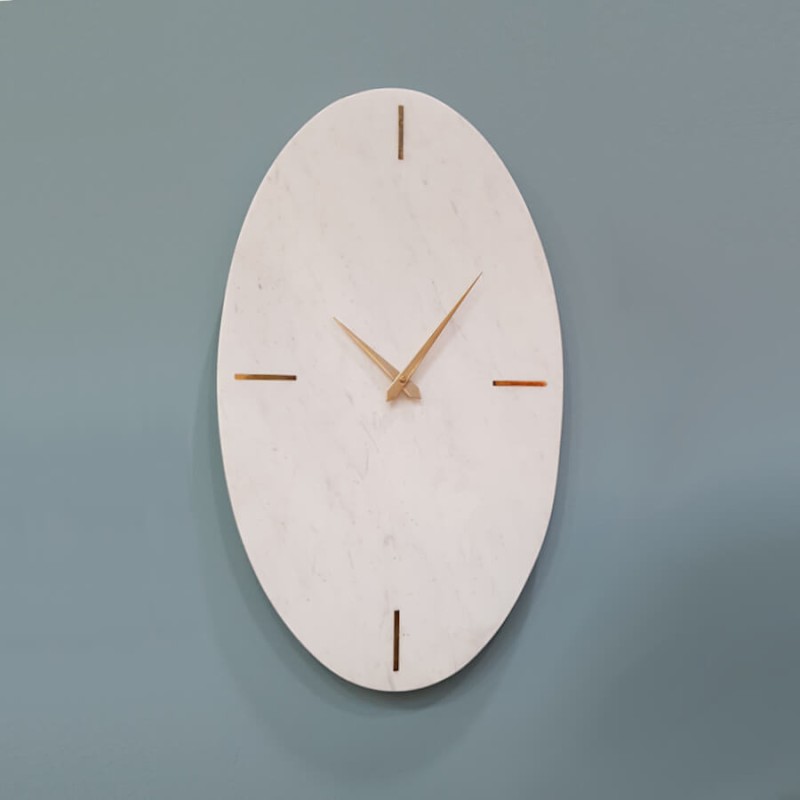 Horloge murale ovale en marbre H52 cm