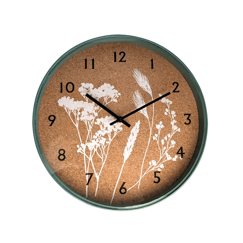 Horloge murale liège et bois D35 cm