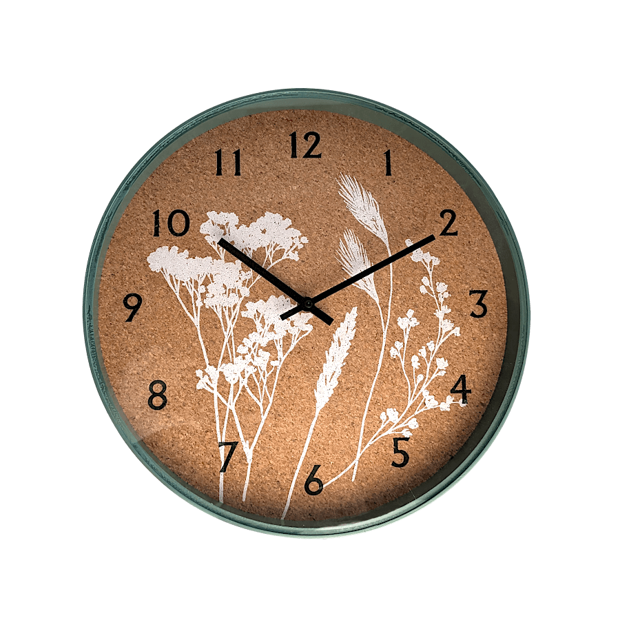 Horloge murale liège et bois D35 cm