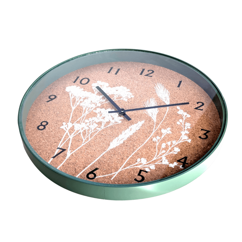 Horloge murale liège et bois D35 cm