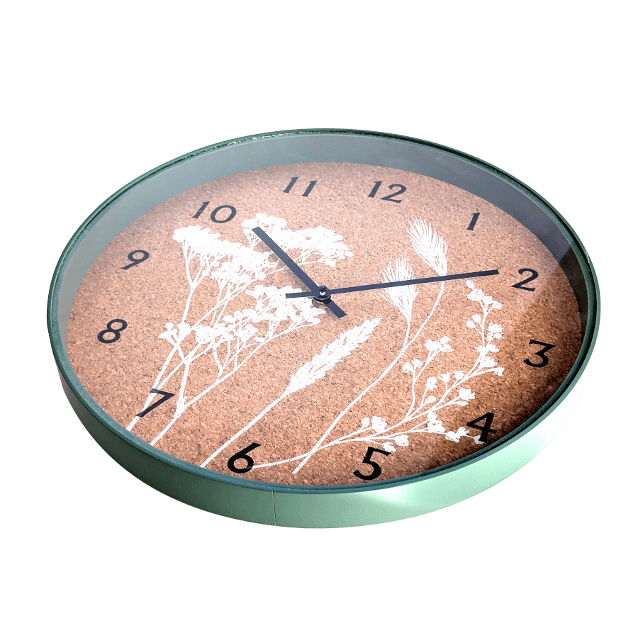 Horloge murale liège et bois D35 cm