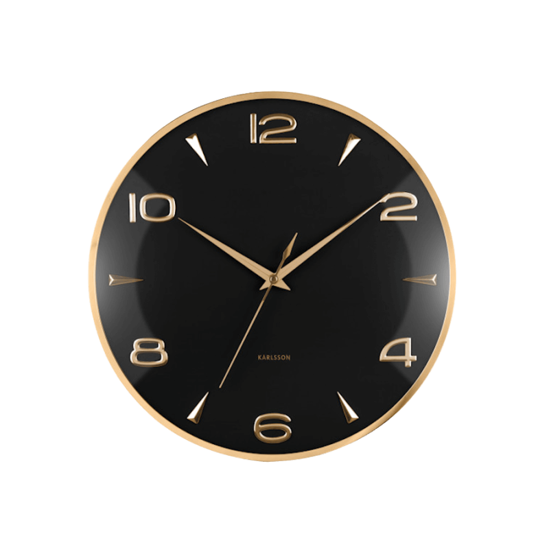 Horloge murale métal doré cadran noir D40,5 cm