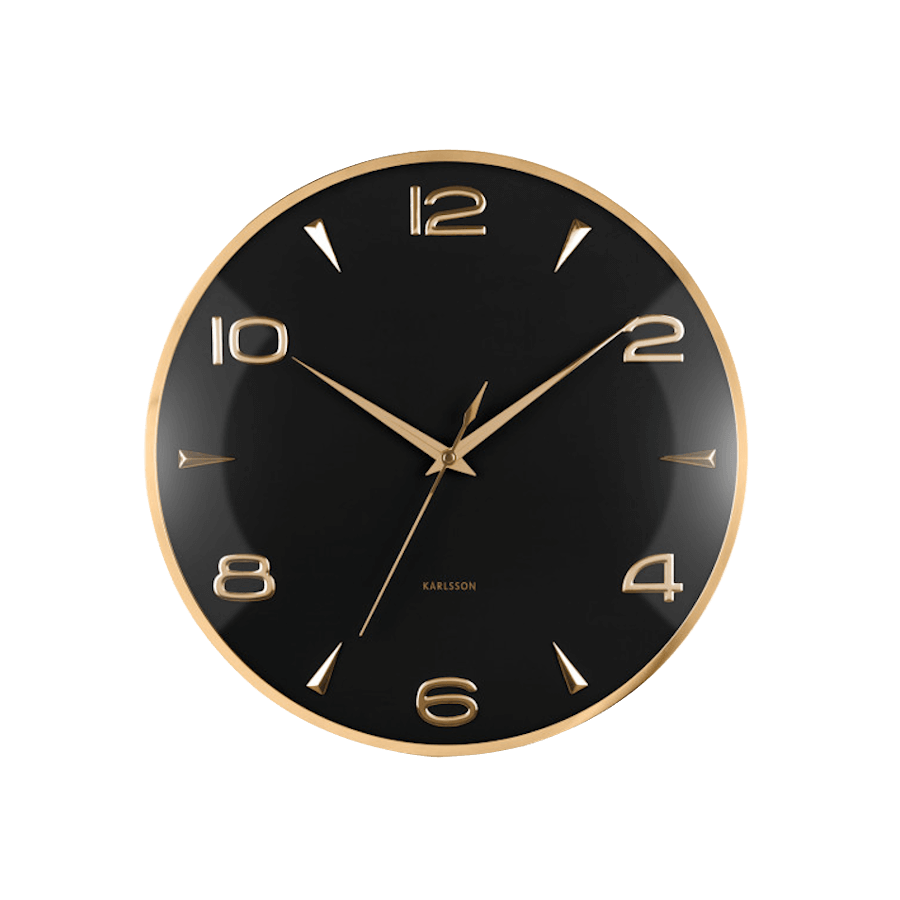 Horloge murale métal doré cadran noir D40,5 cm