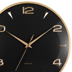 Horloge murale métal doré cadran noir D40,5 cm