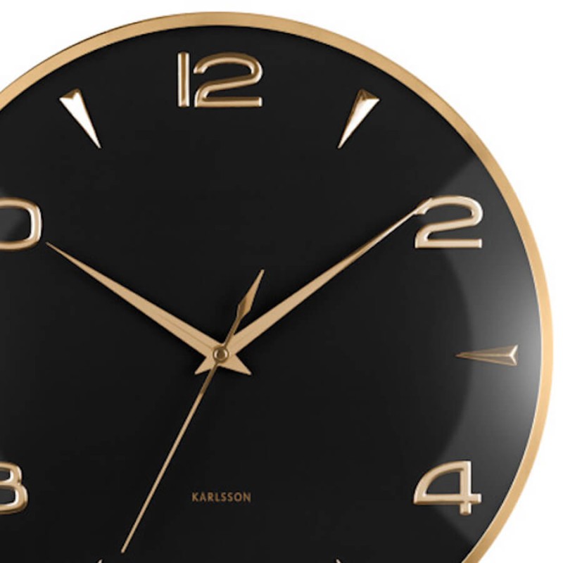 Horloge murale métal doré cadran noir D40,5 cm