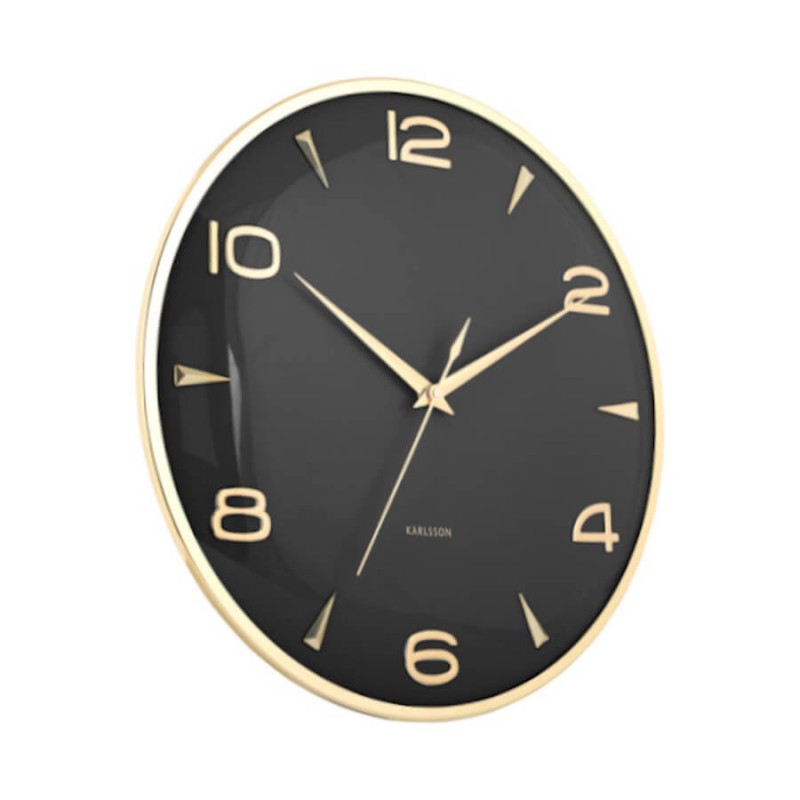 Horloge murale métal doré cadran noir D40,5 cm