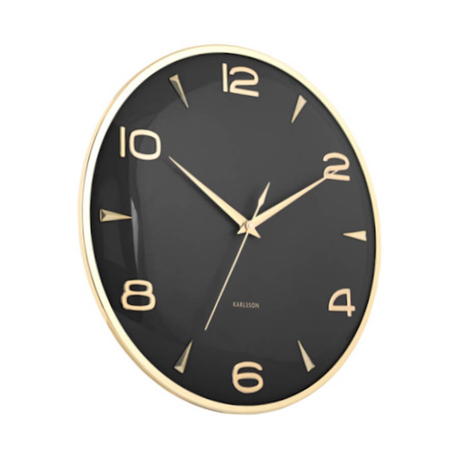 Horloge murale métal doré cadran noir D40,5 cm