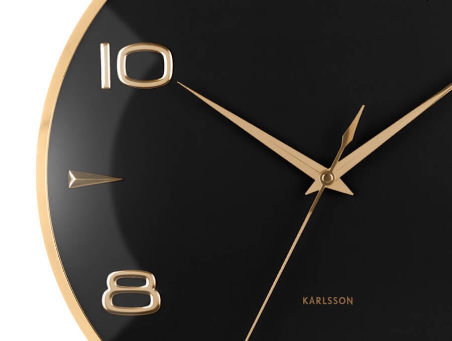 Horloge murale métal doré cadran noir D40,5 cm