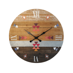 Horloge murale bois et métal style Navajo D76 cm
