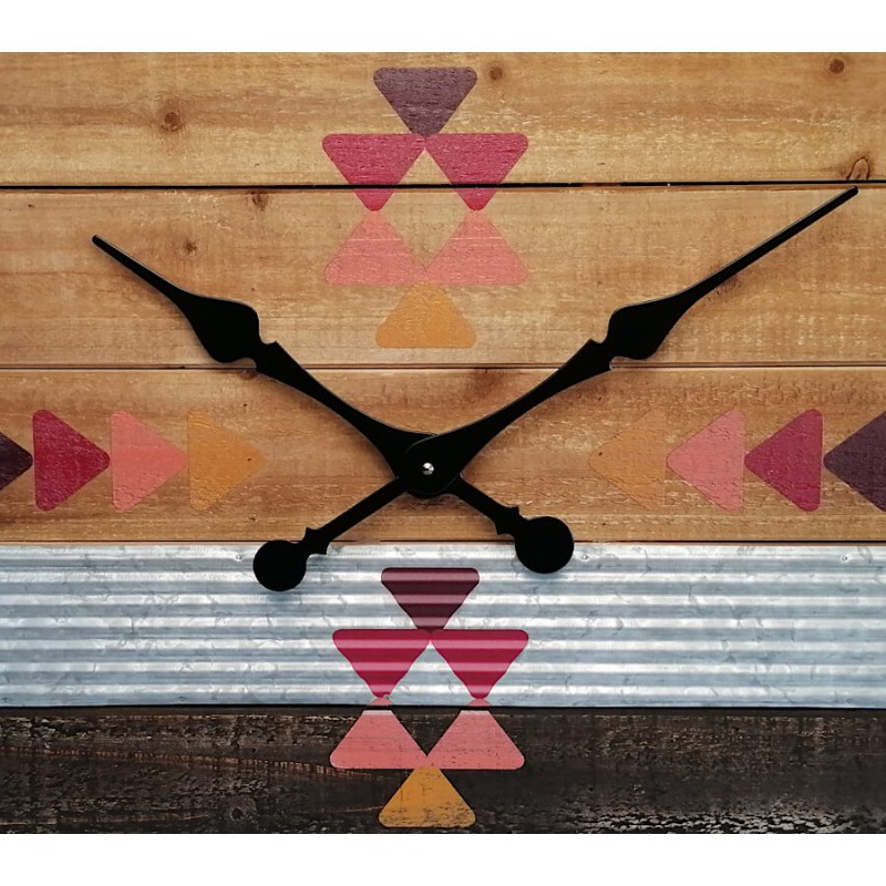 Horloge murale bois et métal style Navajo D76 cm