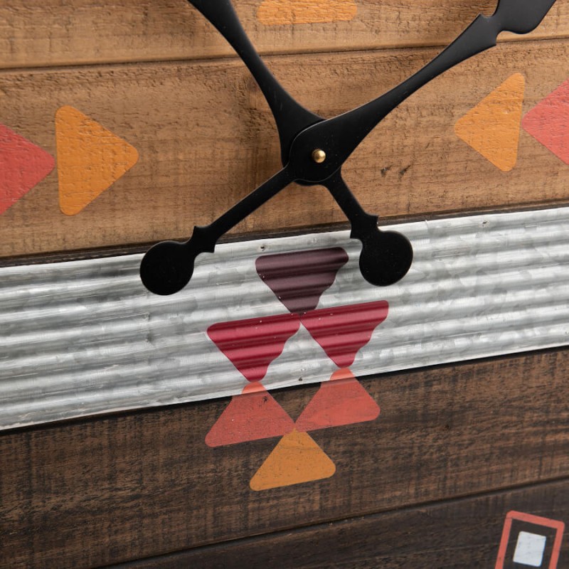 Horloge murale bois et métal style Navajo D76 cm