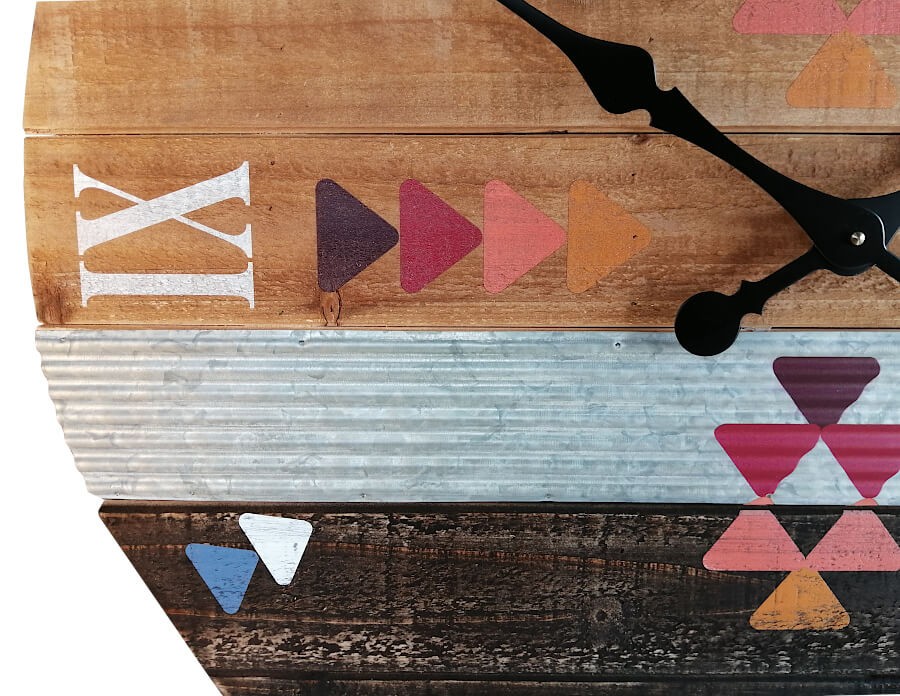 Horloge murale bois et métal style Navajo D76 cm