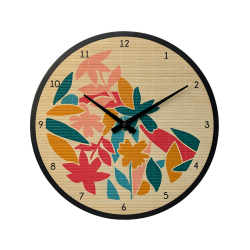 Horloge murale bambou motifs tropicaux D35 cm