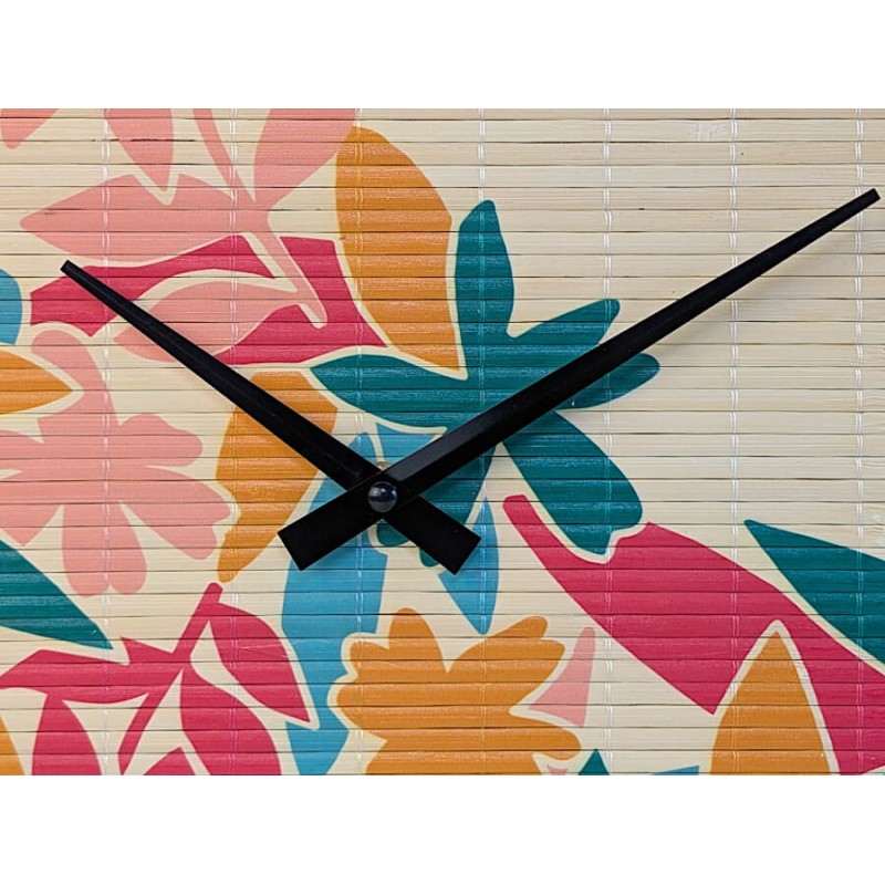 Horloge murale bambou motifs tropicaux D35 cm
