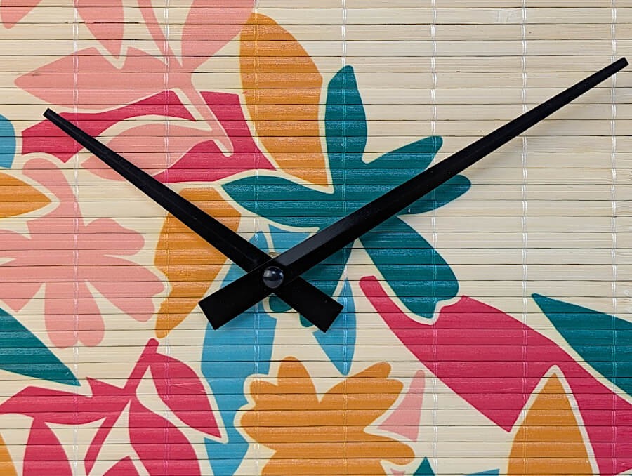Horloge murale bambou motifs tropicaux D35 cm