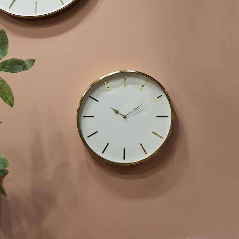 Horloge murale blanche métal doré D41 cm
