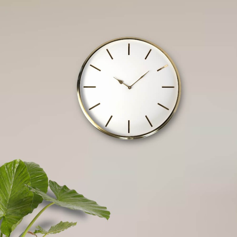 Horloge murale blanche métal doré D41 cm