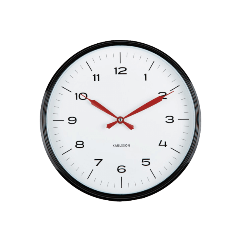 Horloge murale noir blanc rouge D30 cm