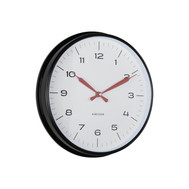 Horloge murale noir blanc rouge D30 cm