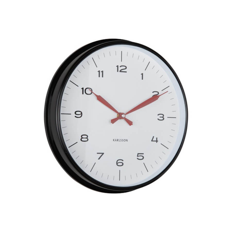 Horloge murale noir blanc rouge D30 cm