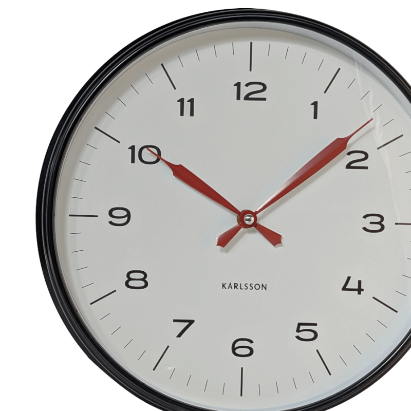 Horloge murale noir blanc rouge D30 cm