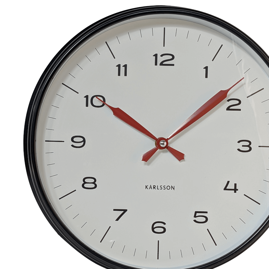 Horloge murale noir blanc rouge D30 cm