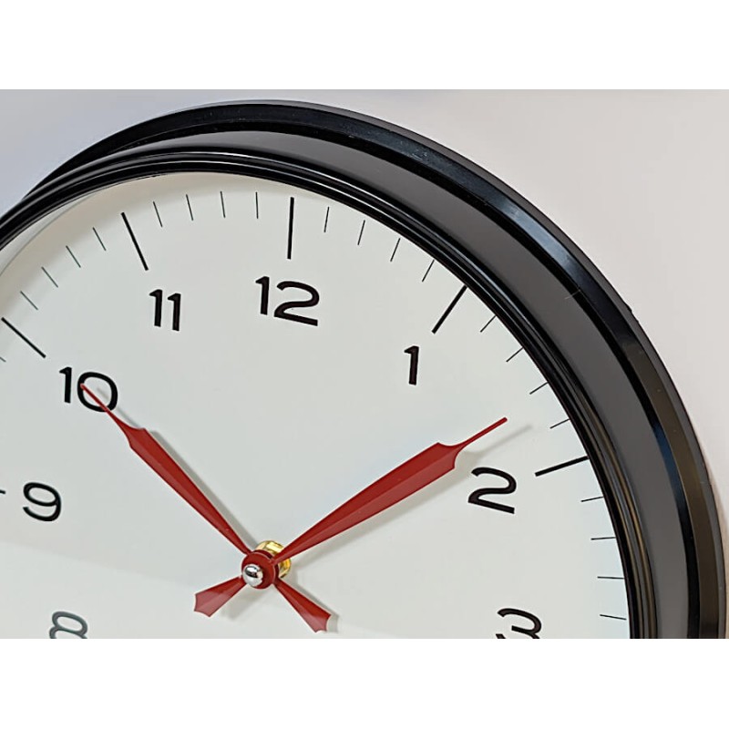 Horloge murale noir blanc rouge D30 cm