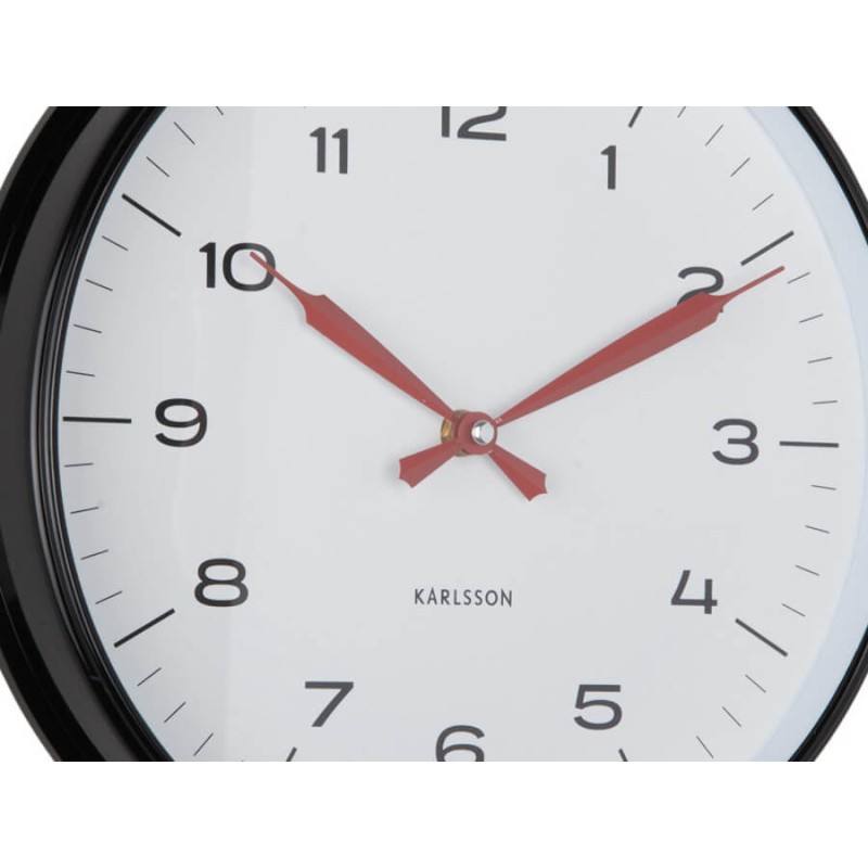 Horloge murale noir blanc rouge D30 cm