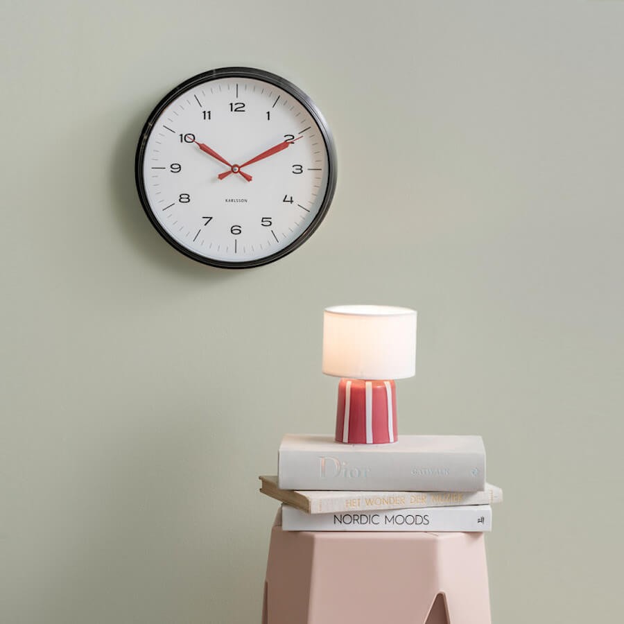 Horloge murale noir blanc rouge D30 cm