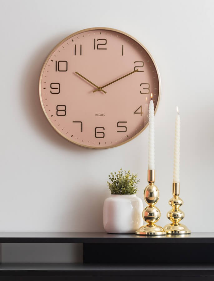 Horloge murale cadran beige rosé et or D40 cm